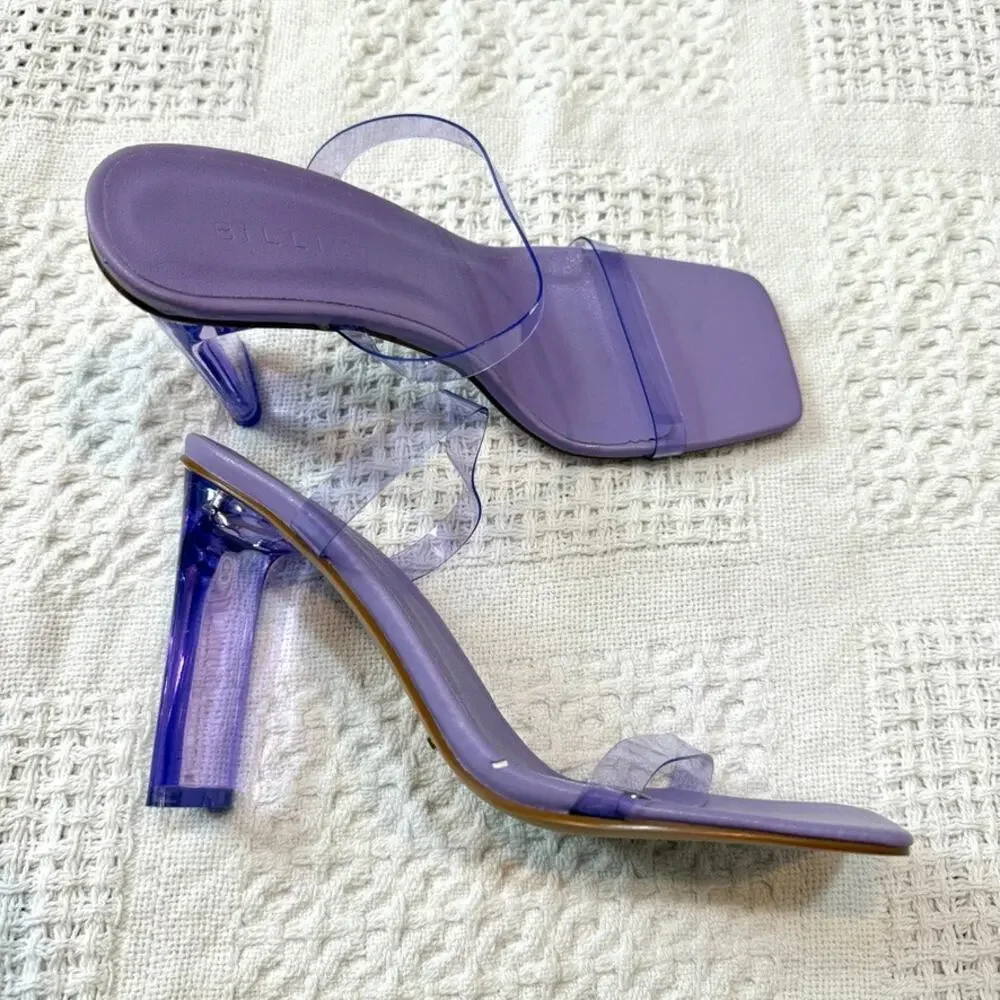 Billini 9 Caelan rubber clear double strap heels sandal 2552